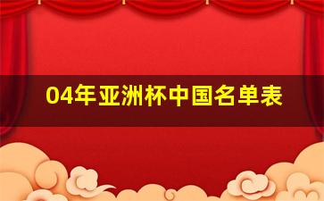 04年亚洲杯中国名单表