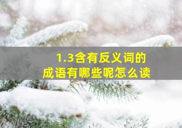 1.3含有反义词的成语有哪些呢怎么读