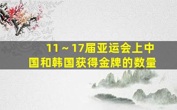 11～17届亚运会上中国和韩国获得金牌的数量