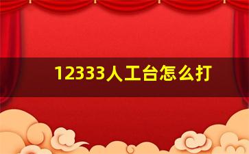 12333人工台怎么打