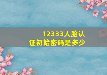 12333人脸认证初始密码是多少