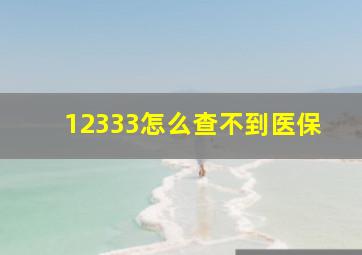 12333怎么查不到医保