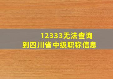 12333无法查询到四川省中级职称信息