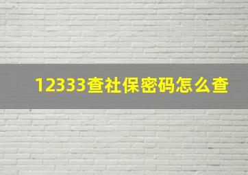 12333查社保密码怎么查