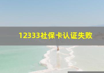 12333社保卡认证失败