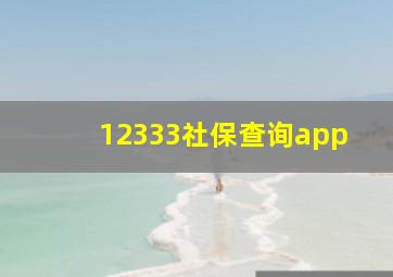 12333社保查询app