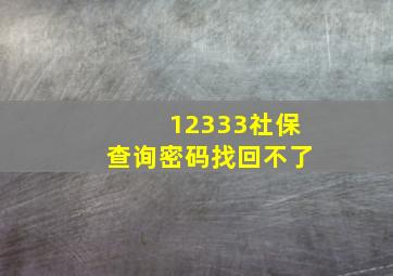 12333社保查询密码找回不了