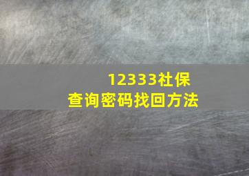 12333社保查询密码找回方法