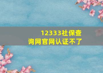 12333社保查询网官网认证不了