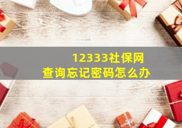 12333社保网查询忘记密码怎么办