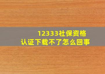 12333社保资格认证下载不了怎么回事