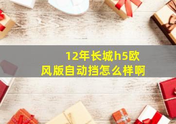 12年长城h5欧风版自动挡怎么样啊