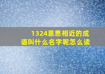 1324意思相近的成语叫什么名字呢怎么读