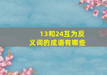 13和24互为反义词的成语有哪些