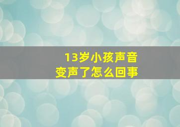 13岁小孩声音变声了怎么回事