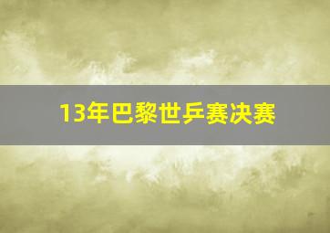 13年巴黎世乒赛决赛