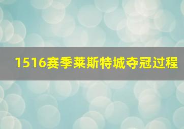 1516赛季莱斯特城夺冠过程