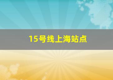 15号线上海站点