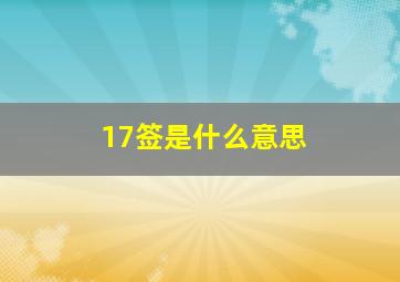 17签是什么意思