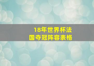 18年世界杯法国夺冠阵容表格