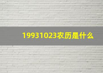 19931023农历是什么