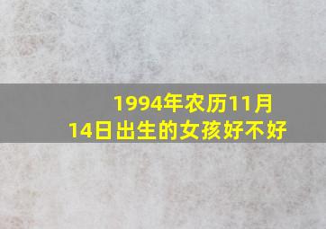 1994年农历11月14日出生的女孩好不好