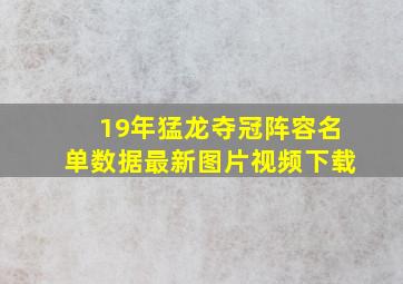 19年猛龙夺冠阵容名单数据最新图片视频下载