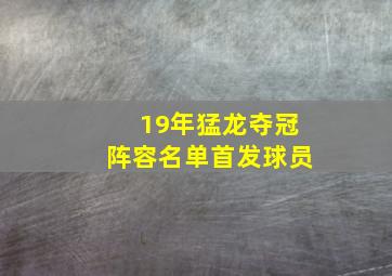 19年猛龙夺冠阵容名单首发球员