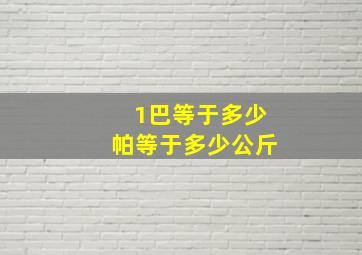 1巴等于多少帕等于多少公斤