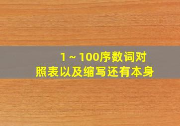 1～100序数词对照表以及缩写还有本身