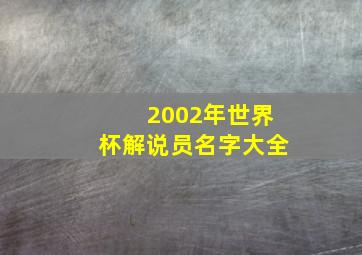 2002年世界杯解说员名字大全