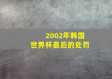 2002年韩国世界杯最后的处罚