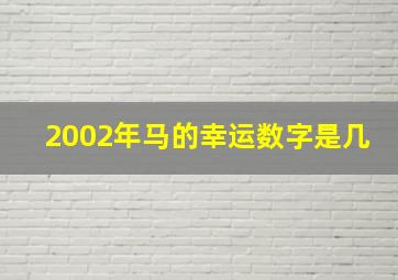 2002年马的幸运数字是几