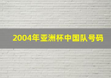 2004年亚洲杯中国队号码