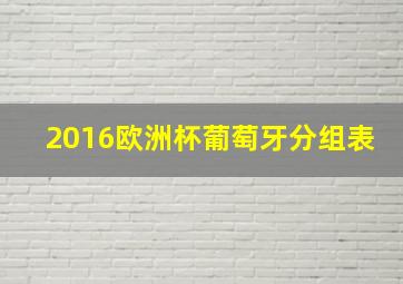 2016欧洲杯葡萄牙分组表