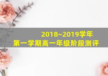 2018~2019学年第一学期高一年级阶段测评