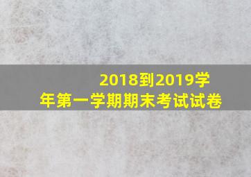 2018到2019学年第一学期期末考试试卷