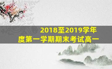 2018至2019学年度第一学期期末考试高一