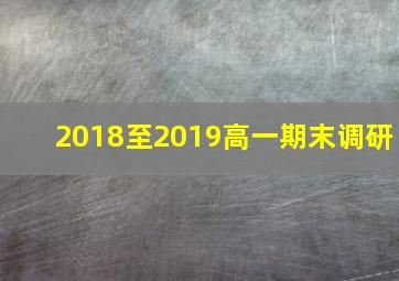 2018至2019高一期末调研