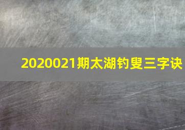 2020021期太湖钓叟三字诀