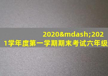 2020—2021学年度第一学期期末考试六年级