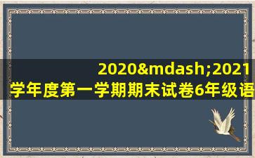 2020—2021学年度第一学期期末试卷6年级语文