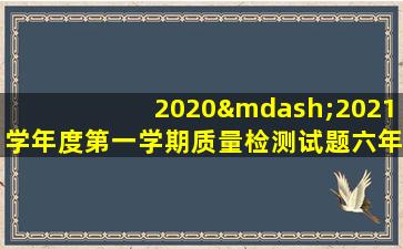 2020—2021学年度第一学期质量检测试题六年级