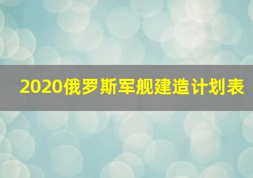 2020俄罗斯军舰建造计划表