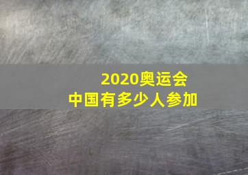 2020奥运会中国有多少人参加