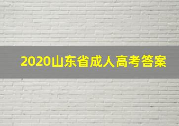 2020山东省成人高考答案