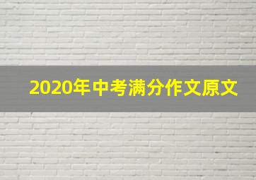 2020年中考满分作文原文