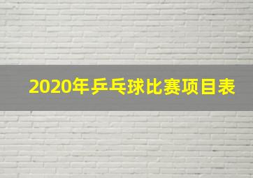 2020年乒乓球比赛项目表