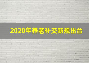 2020年养老补交新规出台