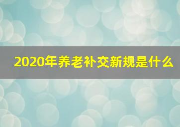 2020年养老补交新规是什么